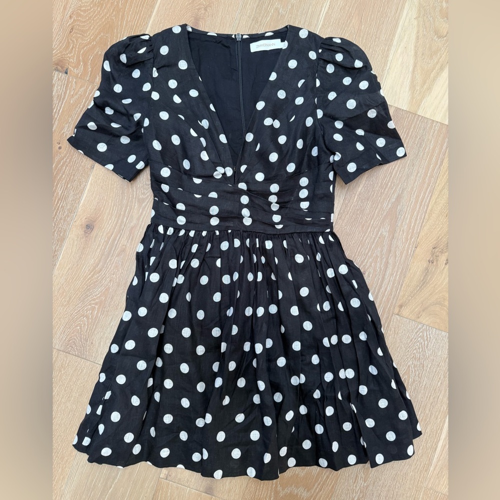 Zimmermann Black and White Polka Dot Midi Dress